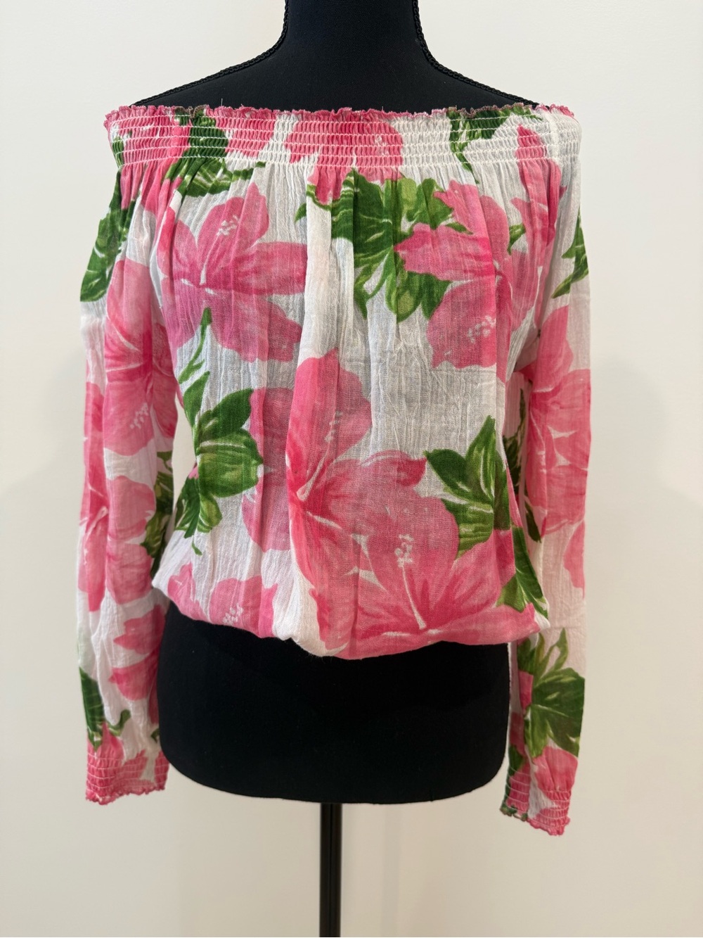 VENUS Pink Floral Off-Shoulder Top - Size Small